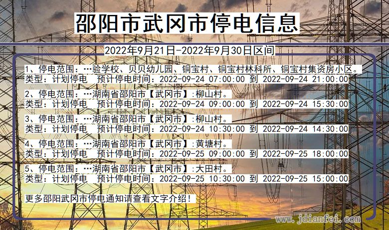 湖南省邵阳武冈停电通知