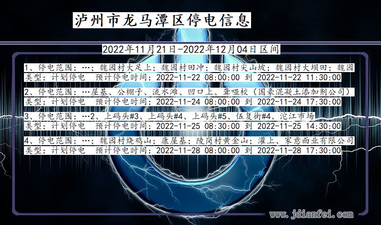 四川省泸州龙马潭停电通知