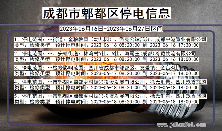 四川省成都郫都停电通知