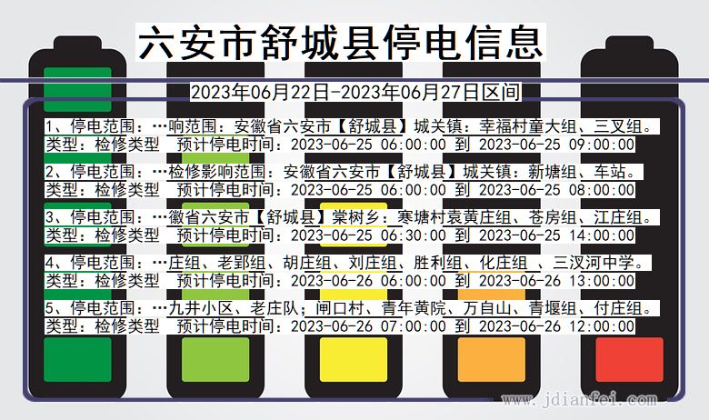 安徽省六安舒城停电通知