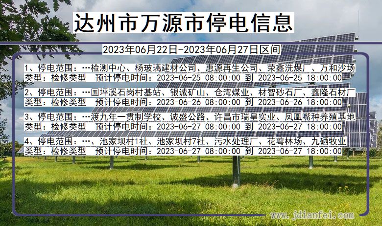 四川省达州万源停电通知