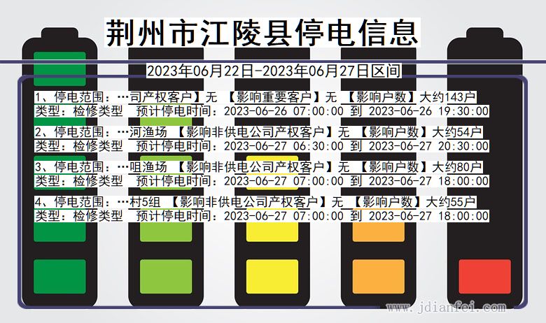 湖北省荆州江陵停电通知