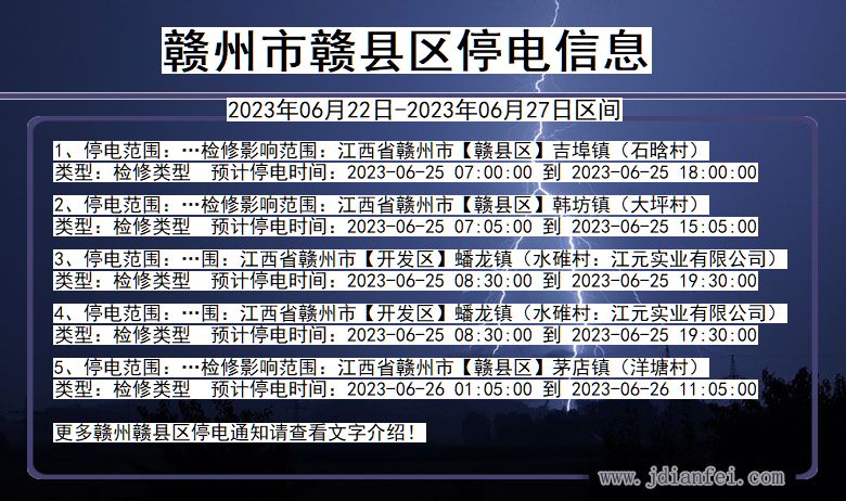 江西省赣州赣停电通知