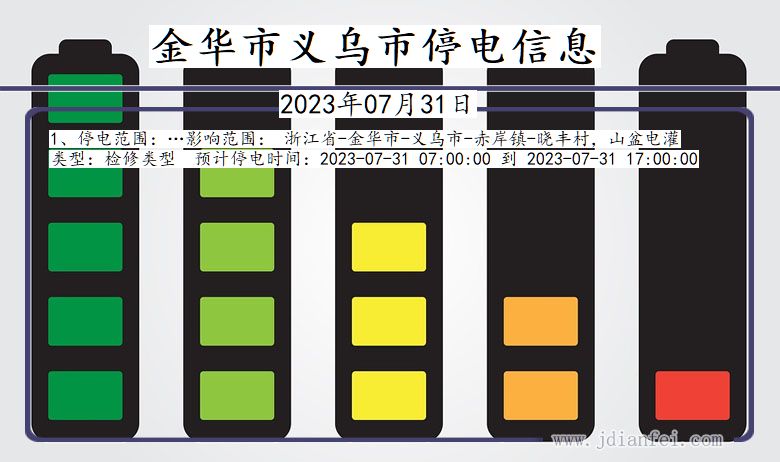 浙江省金华义乌停电通知