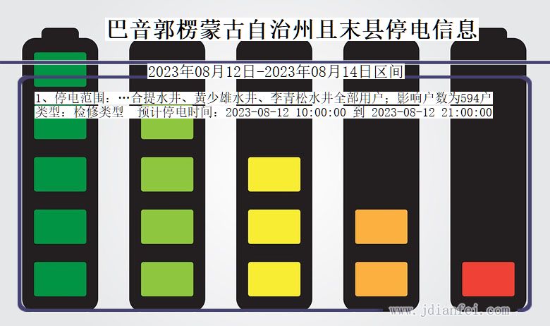 新疆维吾尔自治区巴音郭楞蒙古自治州且末停电通知