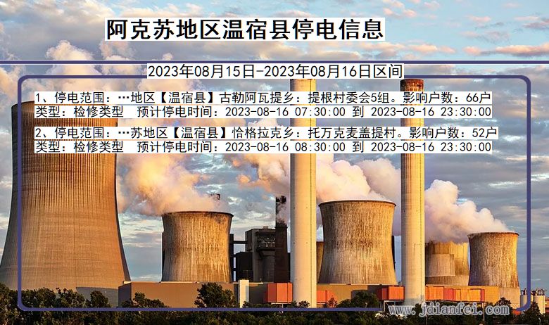 新疆维吾尔自治区阿克苏地区温宿停电通知