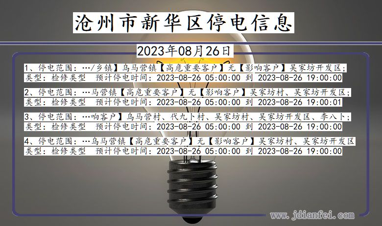 河北省沧州新华停电通知