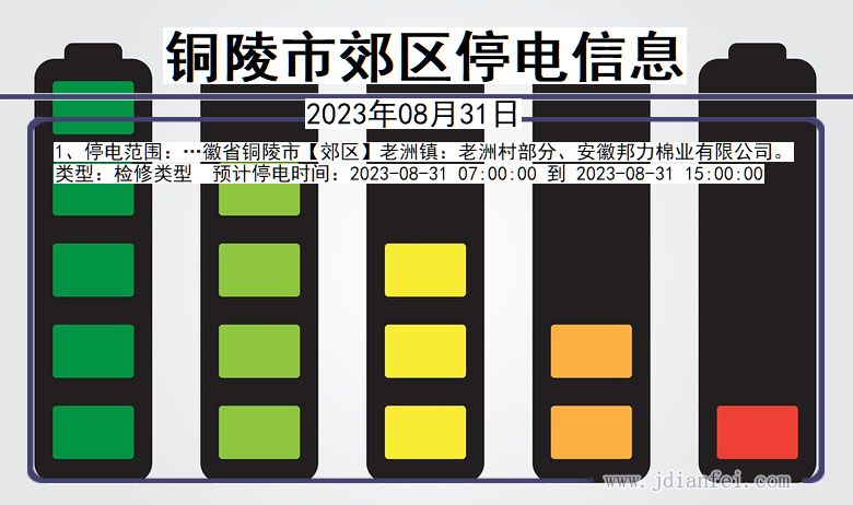 安徽省铜陵郊区停电通知