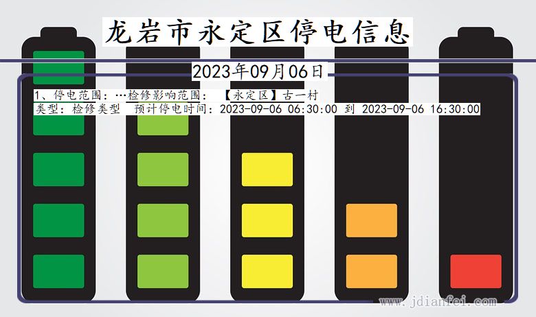 福建省龙岩永定停电通知