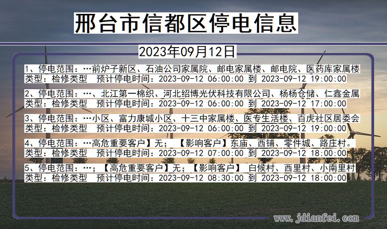 河北省邢台信都停电通知