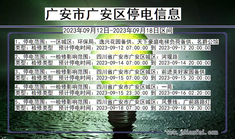 四川省广安广安停电通知