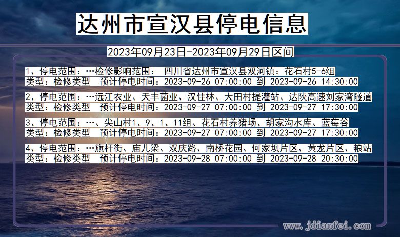 四川省达州宣汉停电通知