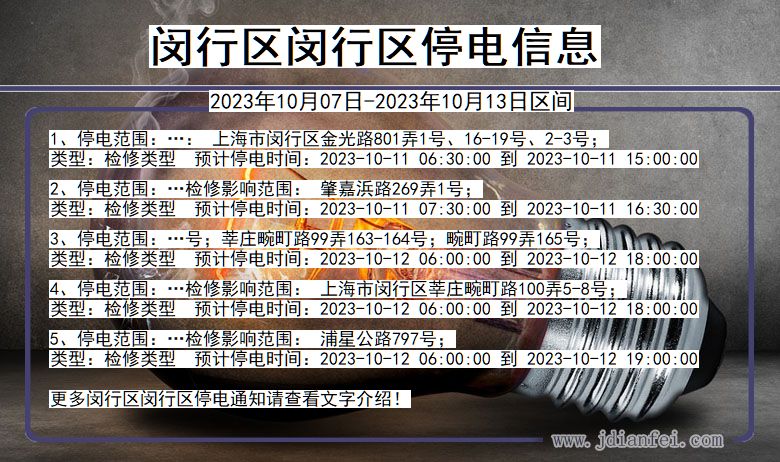 上海市闵行区闵行停电通知