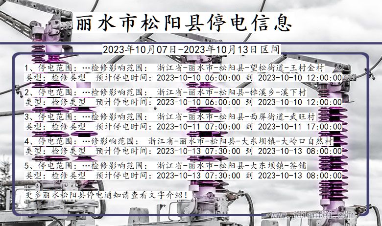 浙江省丽水松阳停电通知