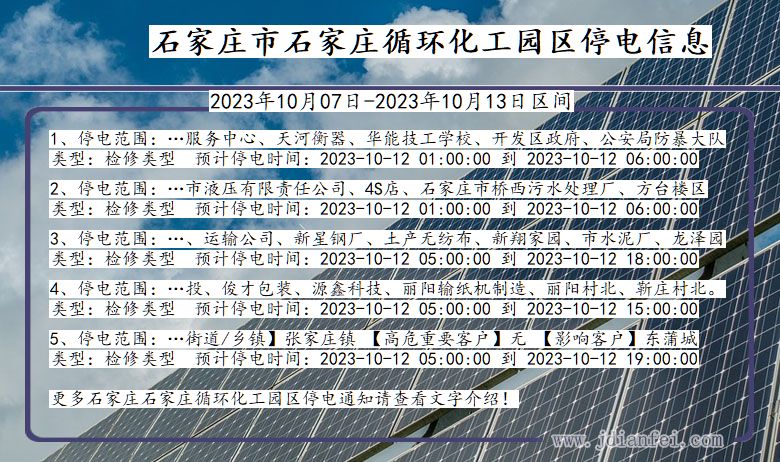 河北省石家庄石家庄循环化工园停电通知