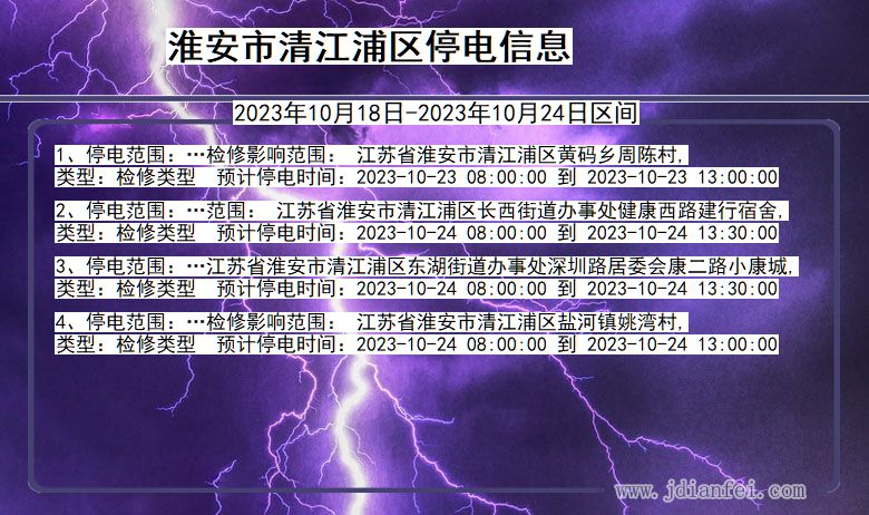 江苏省淮安清江浦停电通知