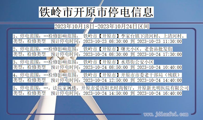 辽宁省铁岭开原停电通知