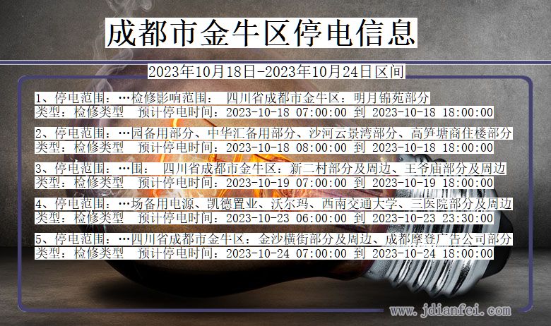 四川省成都金牛停电通知