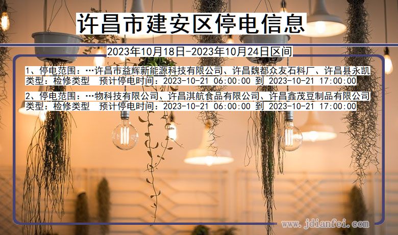 河南省许昌建安停电通知