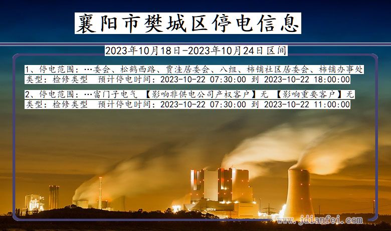 湖北省襄阳樊城停电通知