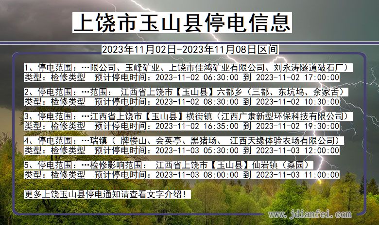 江西省上饶玉山停电通知