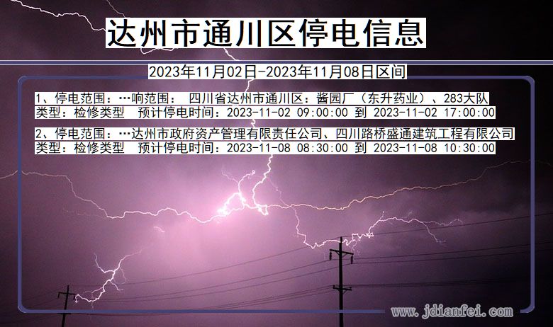 四川省达州通川停电通知