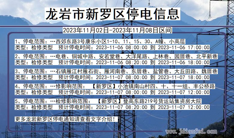 福建省龙岩新罗停电通知