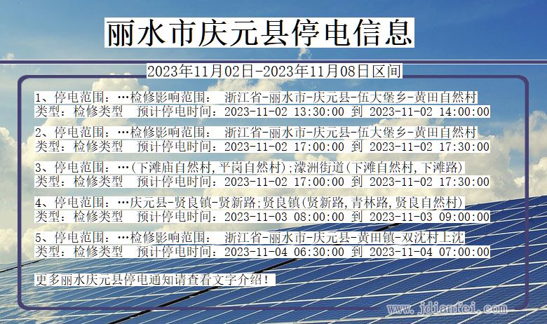 浙江省丽水庆元停电通知