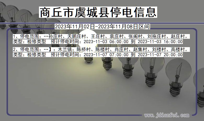 河南省商丘虞城停电通知