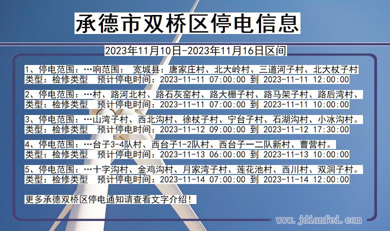 河北省承德双桥停电通知