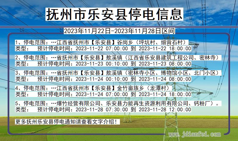 江西省抚州乐安停电通知