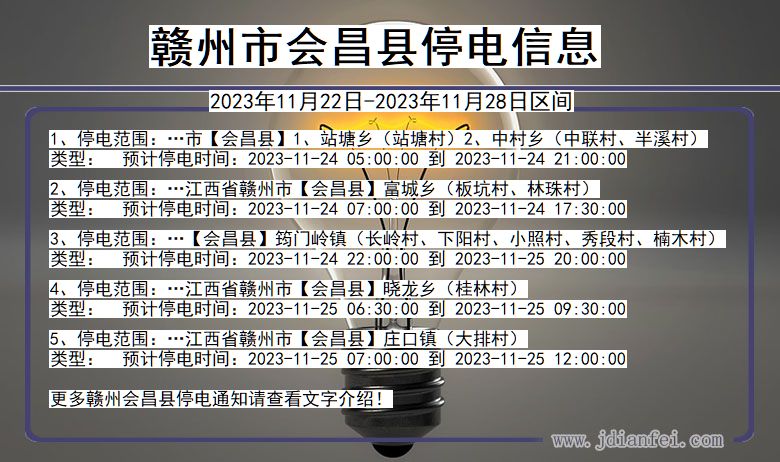 江西省赣州会昌停电通知