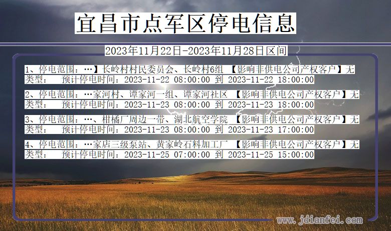 湖北省宜昌点军停电通知