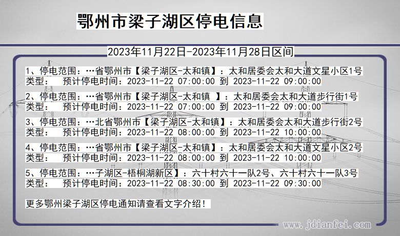 湖北省鄂州梁子湖停电通知