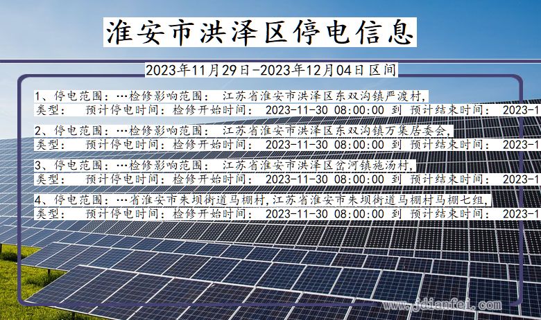 江苏省淮安洪泽停电通知