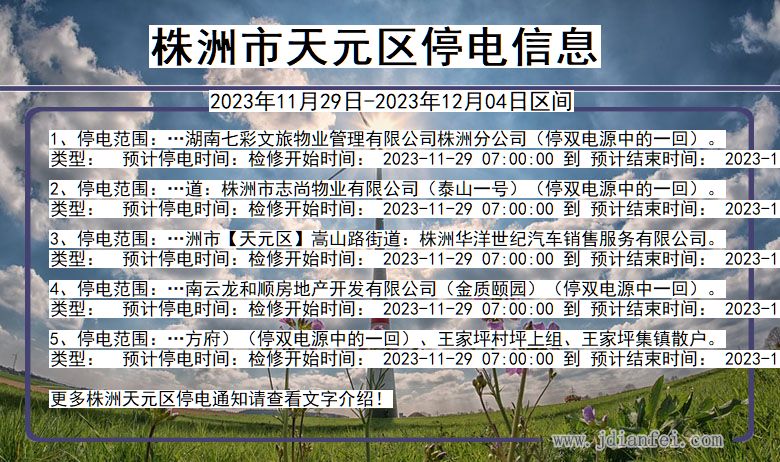 湖南省株洲天元停电通知