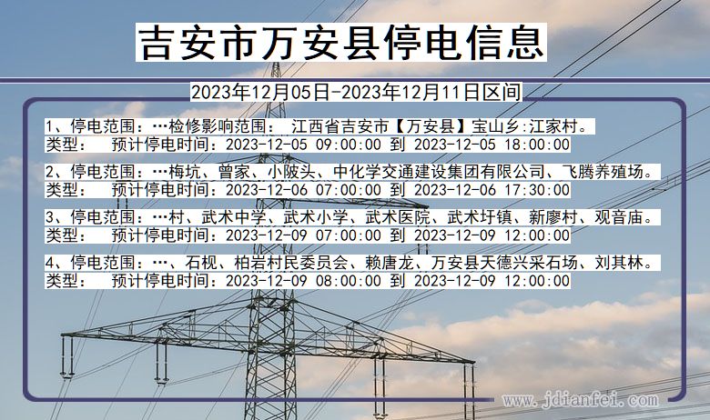 江西省吉安万安停电通知