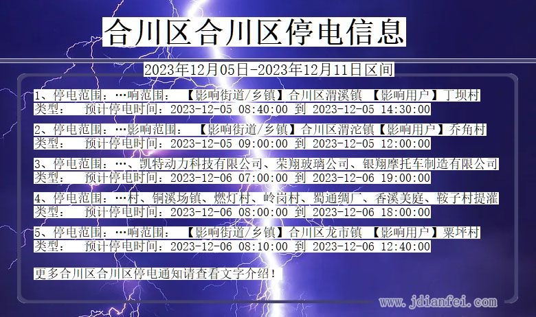 重庆市合川区合川停电通知