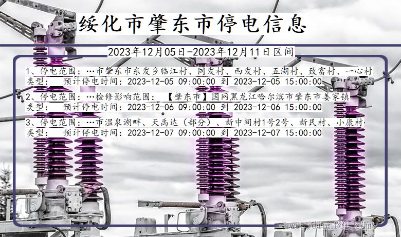 黑龙江省绥化肇东停电通知