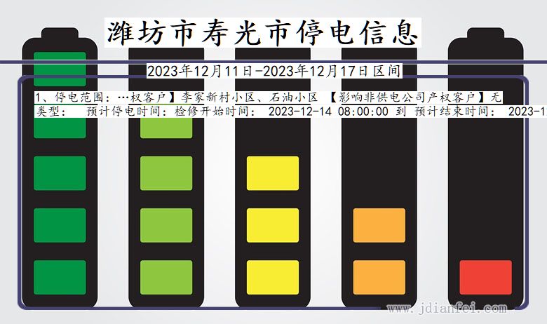 山东省潍坊寿光停电通知