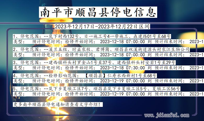 福建省南平顺昌停电通知