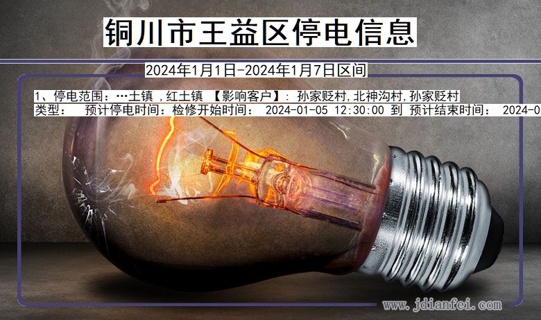 陕西省铜川王益停电通知