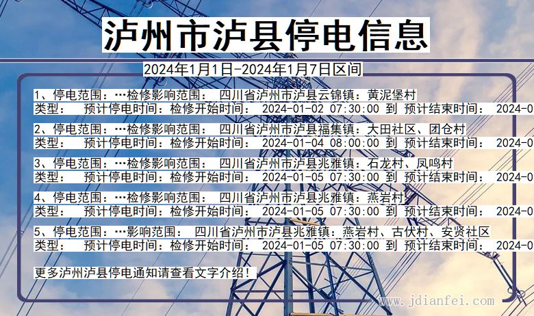 四川省泸州泸县停电通知