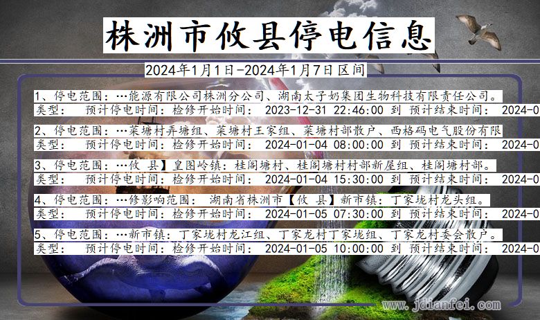 湖南省株洲攸县停电通知