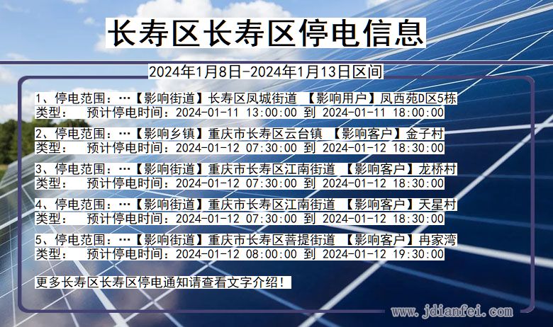 重庆市长寿区长寿停电通知