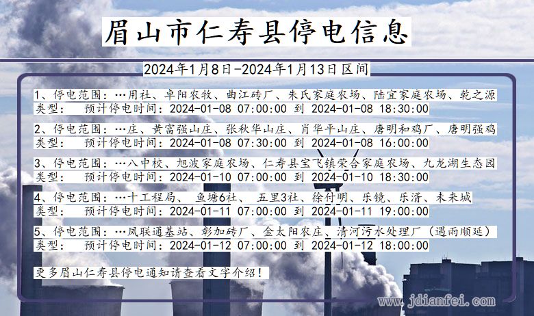 四川省眉山仁寿停电通知