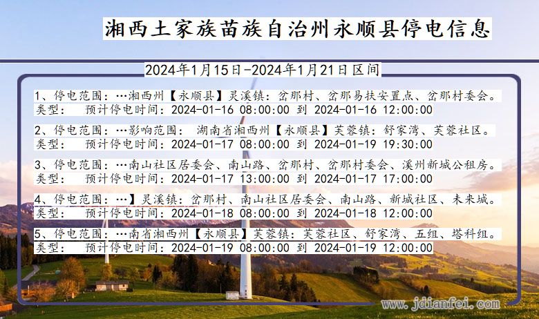 湖南省湘西永顺停电通知