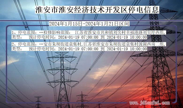 江苏省淮安淮安经济技术开发停电通知