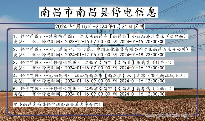 江西省南昌南昌停电通知