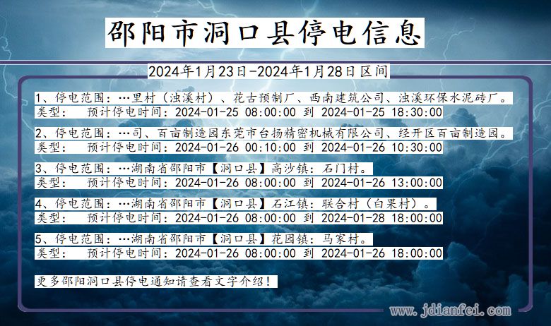 湖南省邵阳洞口停电通知